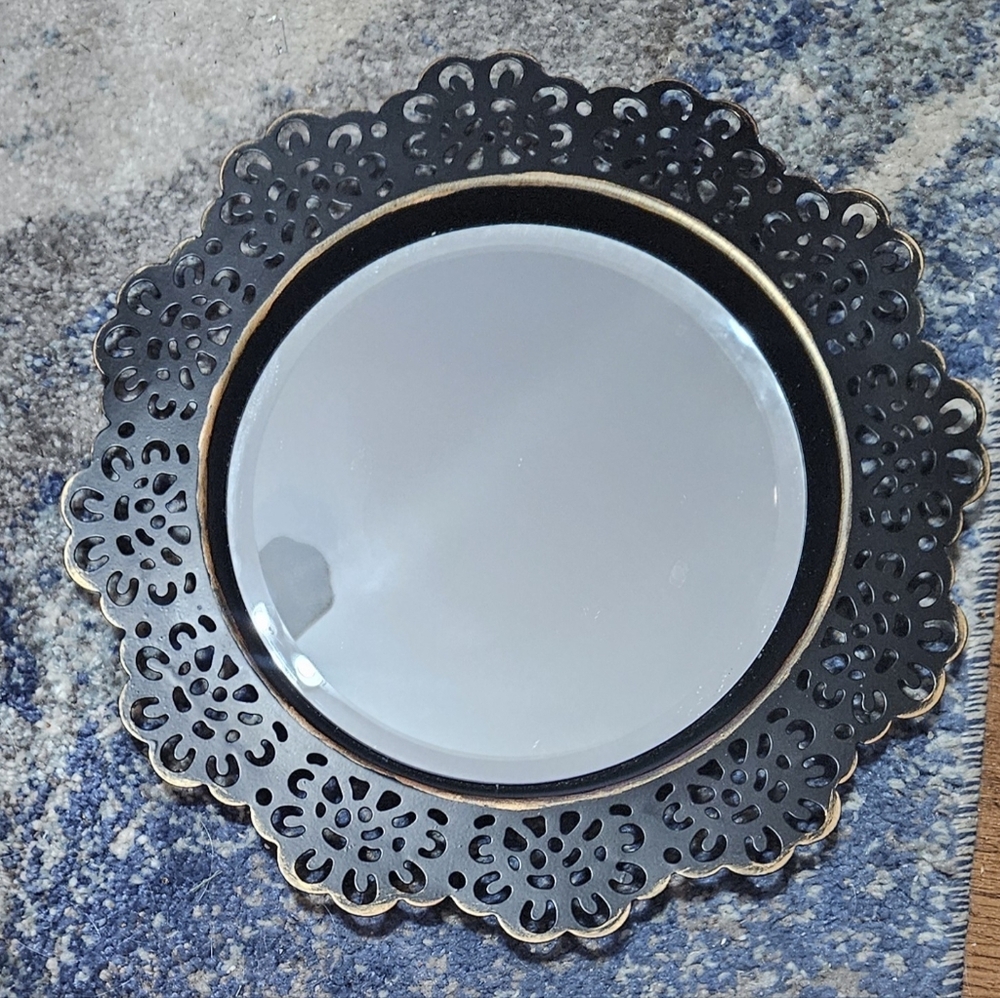 Stonebriar 12.5" Black French 'Country Metal Lace Accent Mirror